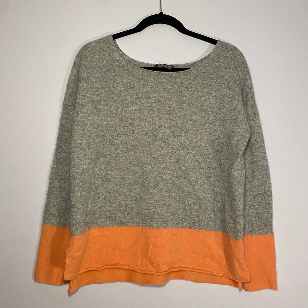 Vince Gray Orange Cashmere Sweater Lightweight Soft Boxy Minimalist size Medium